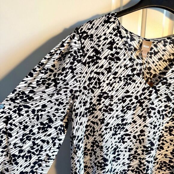 NWT BOSS Baluta confetti print silk popover blouse Size 6 - Picture 10 of 15